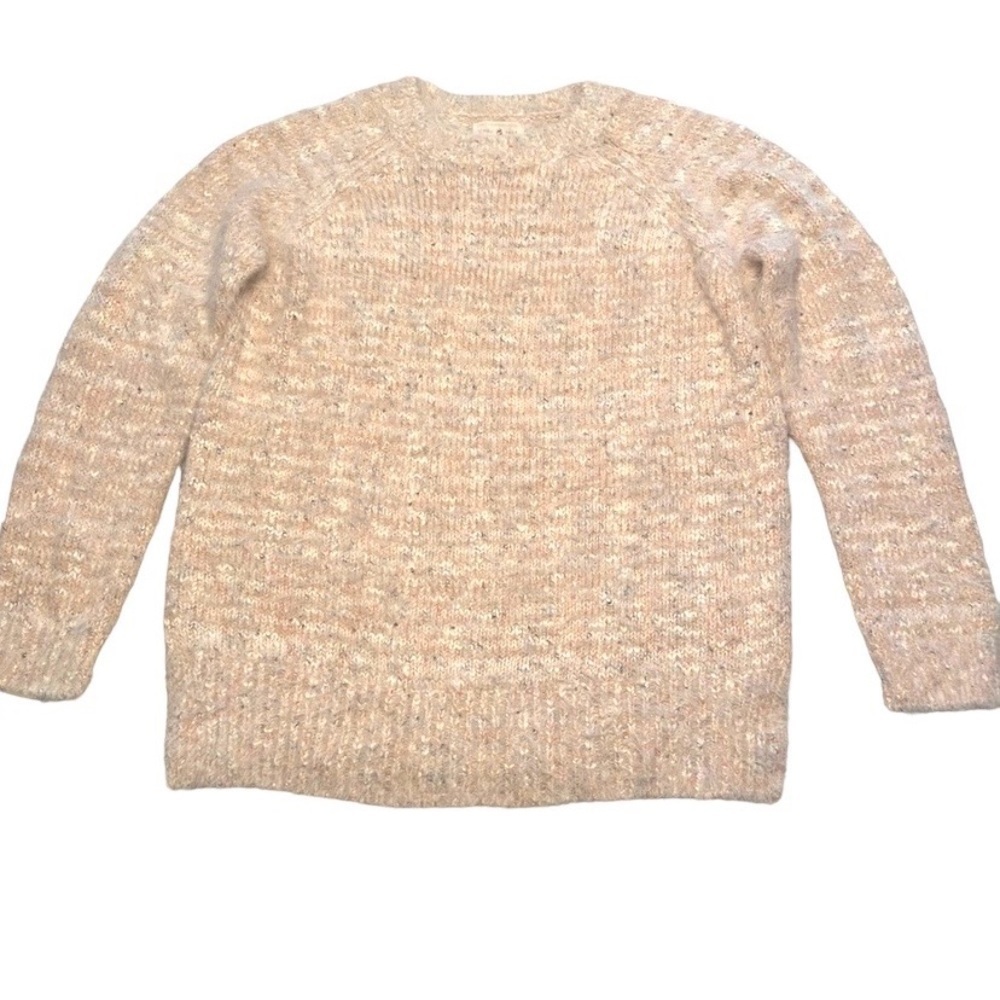 Lou & Grey Light Pink Long Sleeve Crew Neck Speckled Fuzzy Sweater - Size Small